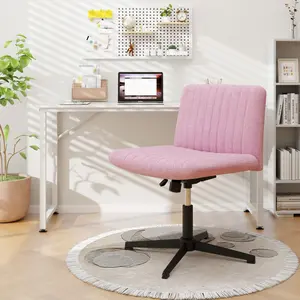 COSTWAY Criss Cross Office Chair, Swivel Cross Legged Office Desk Chairs with Wide Seat and Rocking Function, Height Adjustable Armless Computer Desk Chair for Home Office, Bedroom, Wheels