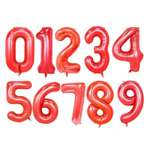 40 inch Large Hot Red Number Balloon Foil Mylar Celebration Party Birthday Wedding Baby Floating with Helium Baby Shower Anniversary Decoration jumbo balloons
