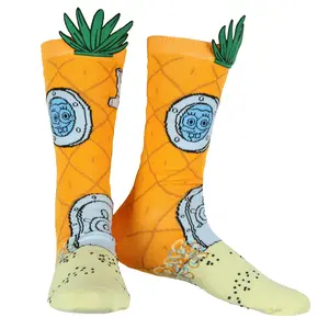 Spongebob Squarepants Socks Men's Pineapple Under the Sea 3D Crown Adult Mid-Calf Crew Socks (Fits Shoe Size 6-12)