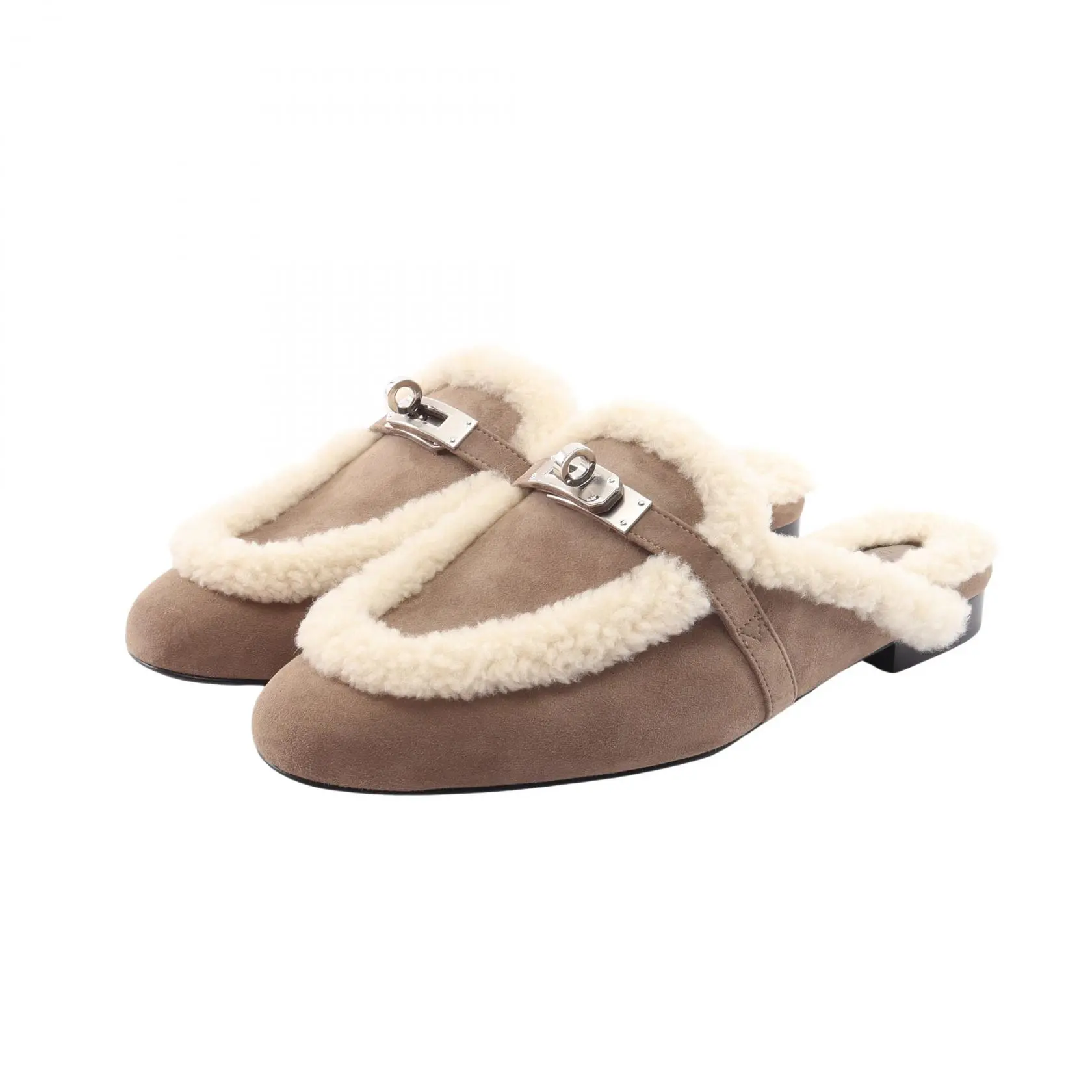 Pre-owned HERMÈS Suede Small Leather Goods Hermes Oz Chevre Velours Sheepksin Mule Sandals