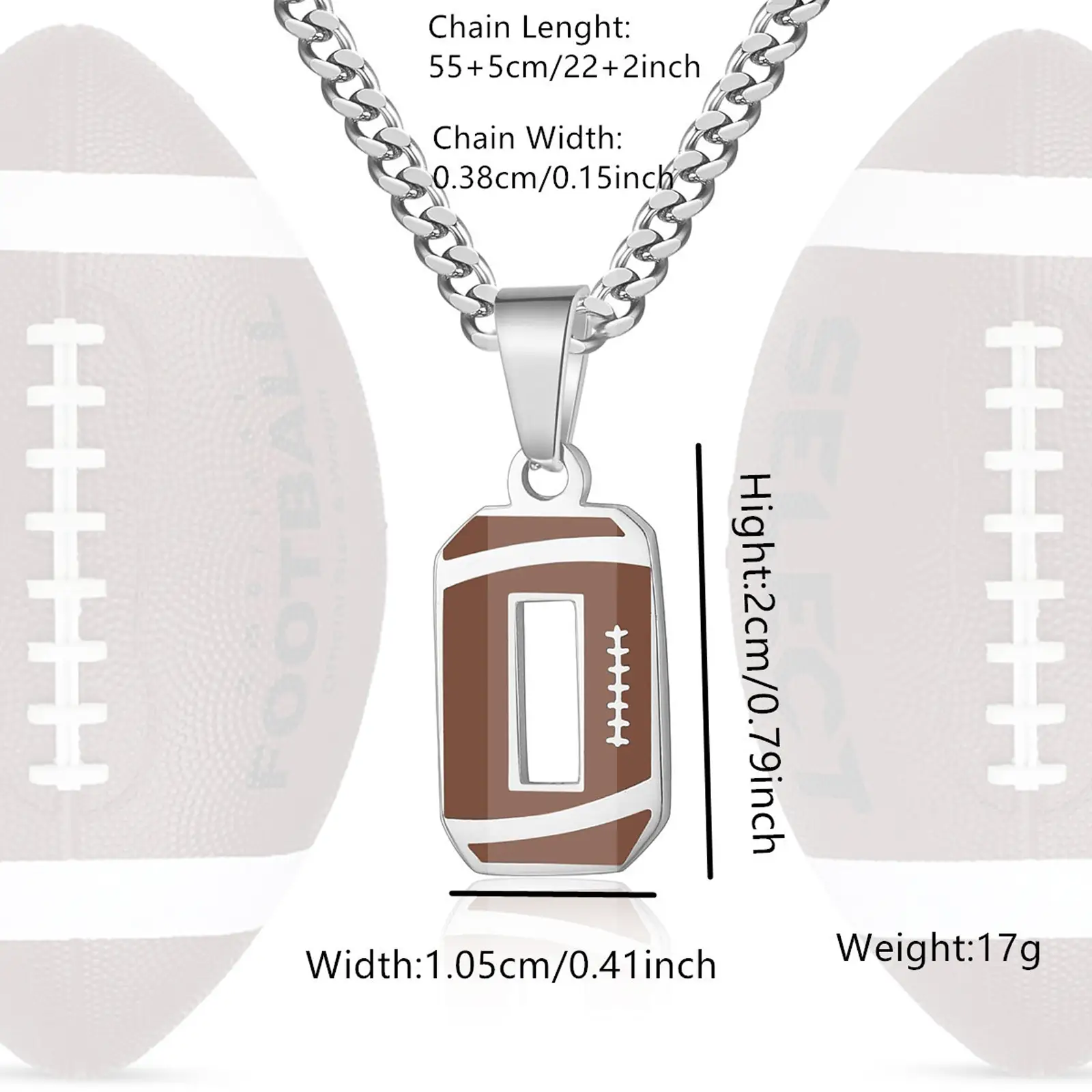 Stainless Steel Necklace Silver Men's Athlete Football Number Necklace Men's Daily Wear Gift