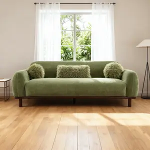 Mellone 84" Mid-Century Modern Chenille Sofa with 3 Pillows