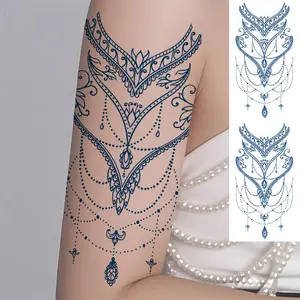 Lace Mandala Flower Pattern Temporary Tattoo Sticker, Semi-permanent Waterproof Tattoo Sticker, Body Art Decoration for Women & Girls