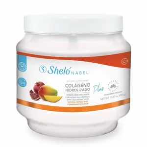 Hydrolyzed Collagen Plus with Hialuronic Acid Natural Mango & Pomegranate Flavor Enriched with Omega 3 6 9 & Vitamin E for Skin Health