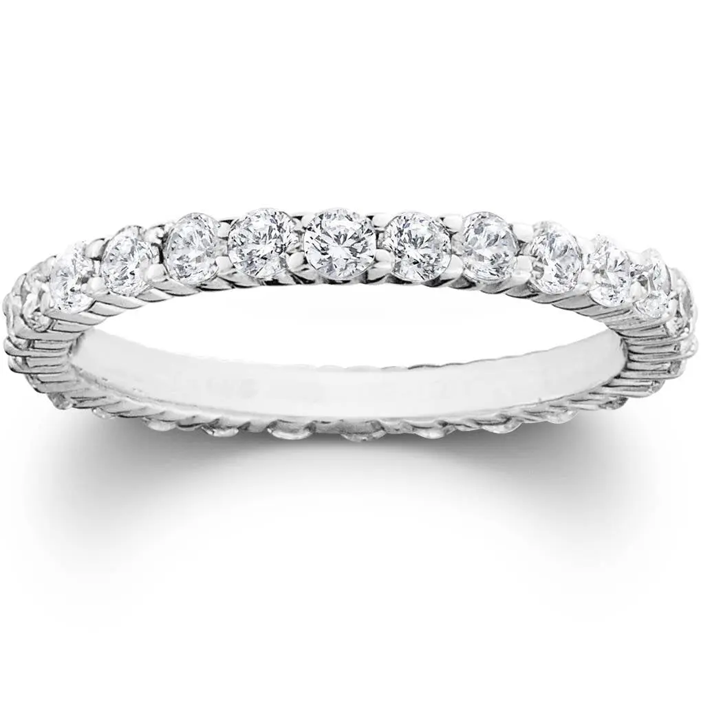 1ct Prong Lab Grown Diamond Eternity Wedding Stackable Ring 14K White Gold