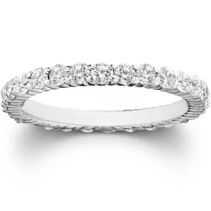 1ct Prong Lab Grown Diamond Eternity Wedding Stackable Ring 14K White Gold