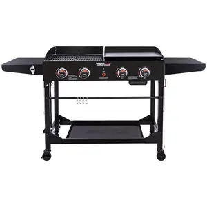 Royal Gourmet  4-Burner Portable Flat Top Gas Grill and Griddle Combo with Folding Legs, 48,000 BTU, Black