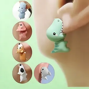 7 Pairs Cute Animal Bite Earrings for Women Cute Stuff 3D Dinosaur Cat Bear Frog Earrings Cute Dino Stud Earrings Funny Pet Jewelry Gifts for Animal Lovers  yold