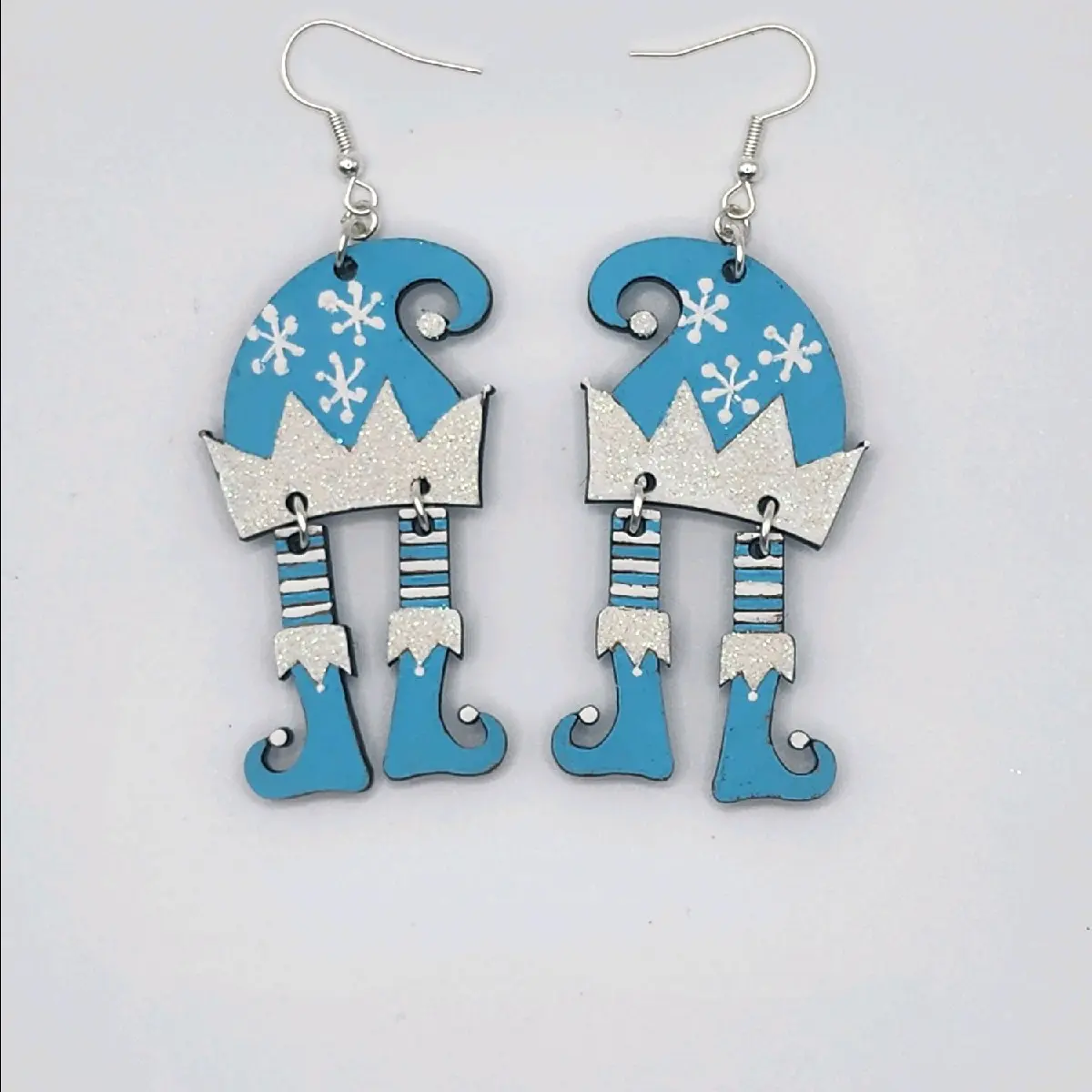 Hand-painted dangle elf earrings