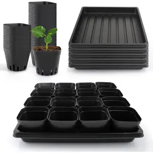 80pcs 25inch square nursery pots with 5pcs seed starting trays seed starter tray kit seeds starting germination seeding pots with drain holes small plant nursery propagation