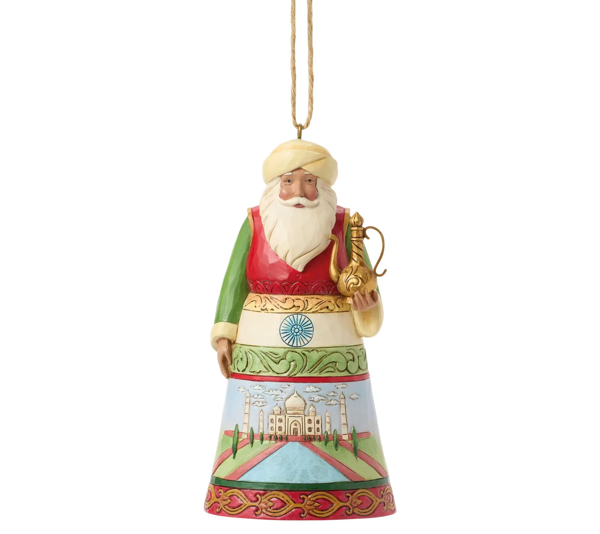Jim Shore Heartwood Creek Santa Around World India Orn 4.65"