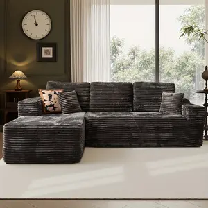 Luxury Plush Cloud L-Shape Sectional Sofa - No-Tools Assembly Modular Sectional with Convertible Chaise, Deep Seats, Memory Foam Cushions & Polyester Upholstery, Contemporary Black Sofa for Living Room, Bedroom, Spacious Interiors