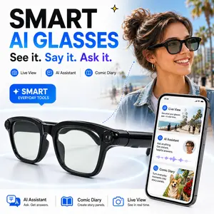 AI Smart Glasses with Camera, 164 Languages Real-Time Translation, Voice Assistant, Live View, Recording, AI Memory & Auto-Tint Lenses for Travel Work Gifts