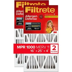 Filtrete ADP01-2PK-2 16x25x4 AC Furnace Air Filter MPR 1000 Micro Allergen Defense Deep Pleat 2-Pack for Honeywell Lennox Devices