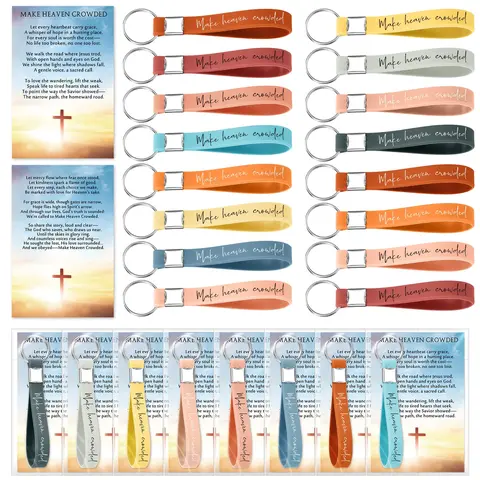 24Set Make Heaven Crowded Keychain with Inspirational Card  Christian Gift for Church Event Trunk or Treat Sunday School Baptisms Gift Classroom Rewards Thanksgiving Gift for Men Women Church Pastor Clergy