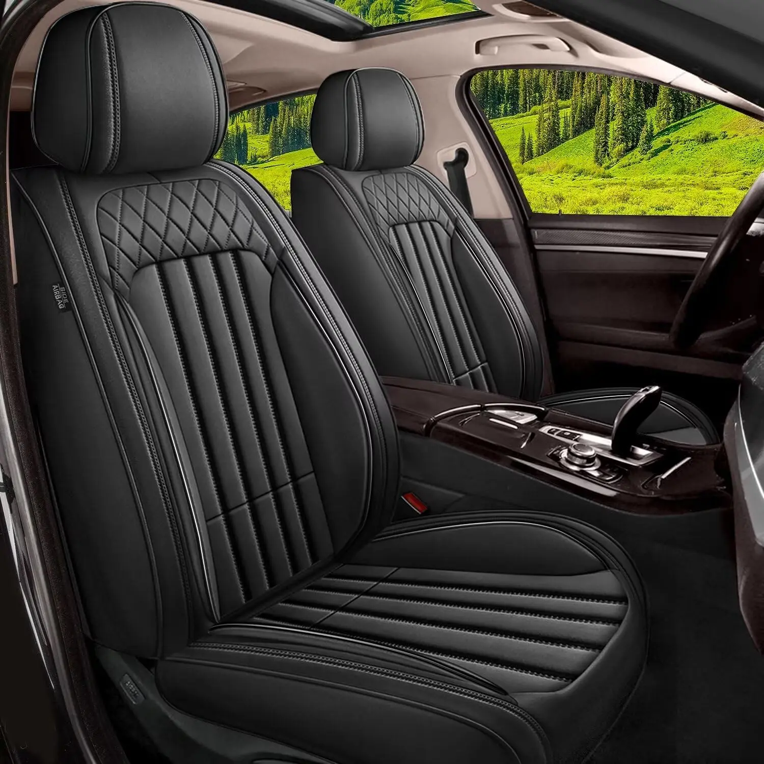 For Car Chevrolet Chevy Traverse LS/LS Fleet/L 2018-2025 2026 Seat Covers 5 Seats: Full Set Waterproof Leather Vehicle Seat Cushion Luxury Automotive Protector(5 Seats, Black)Vehicle interior accessories Universal