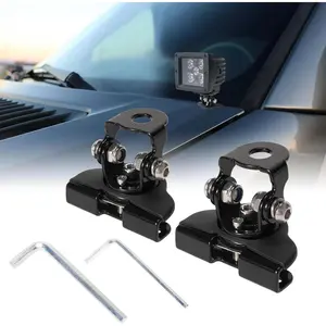 2PCS LED Light Bar Universal Mounting Bracket Adjustable A-Pillar Hood LED Work Light Mounting Bracket Clamp Bracket No Drilling Required Suitable for Off-Road Vehicles Jeep Truck SUV Four-Wheel Drive ATV
