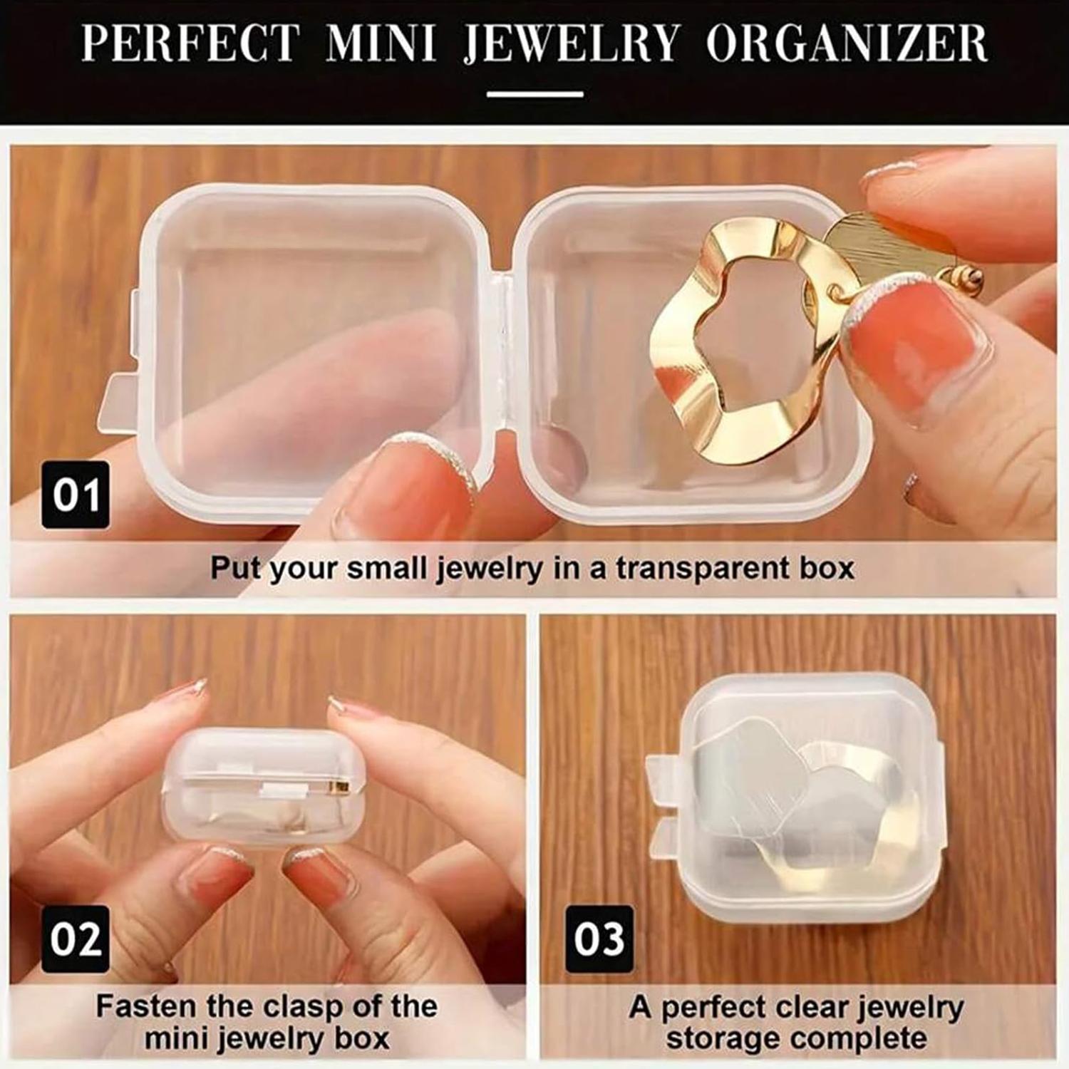 1 Pieces Rectangle Clear Plastic Containers Transparent Beads Storage Containers Box Jewelry Storage Box Case with Hinged Lid for Small Items Beads Jewelry