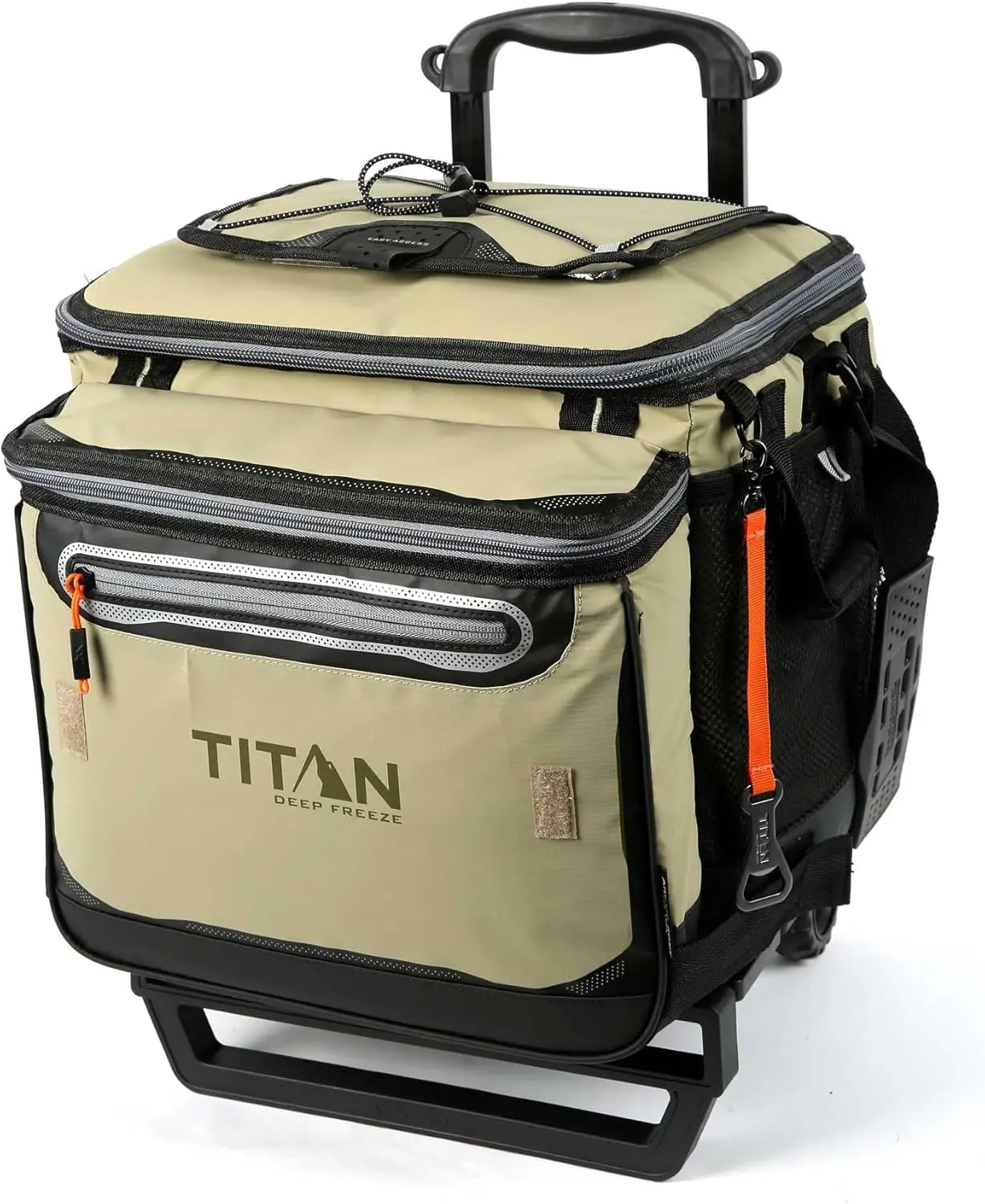 Titan by Arctic Zone Deep Freeze Wheeled Cooler - 60 Can Rolling Cooler with Deep Freeze Insulation and Detachable All-Terrain Cart with Wheels - Moss Green