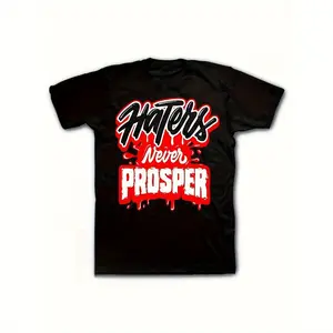 100% Cotton Men'S Cotton T-Shirt |   "Haters Will Hate, Winners Never Prosper" Pattern T-Shirt |   Bold Red And White Print |   Crew Neck |   Non-Stretch Knitted Fabric |   Summer Streetwear |   Adult Casual Black T-Shirt Ivan Corn Golf Gift T-Shirt For M
