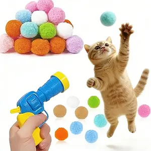 21-Piece Cat  Ball Launcher Plush Ball Launcher with 20 Plush Balls Included Indoor/Outdoor Interactive Cat  for Fun Ball Retrieval Play Toy