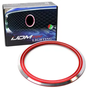 iJDMTOY Red Aluminum Surrounding Decoration Ring Trim For Jaguar F-Pace E-Pace XE XF XJ Front Grille Feline Emblem