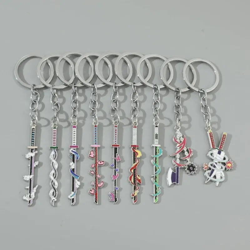 Anime Demon Slaye Sword Keychains Mini Japanese Katana Collection Souvenir Key Chains Enamel Pin Pendant Decor Exquisite Gifts