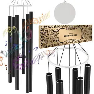 VEVOR Wind Chimes for Outside, 66 in, Deep Tone Wind Chimes with 6 Tubes, Unique Large Memorial Wind Chimes for Anniversary, Amazing Outdoor Decor for Your Patio, Porch, Garden and Backyard, Black
