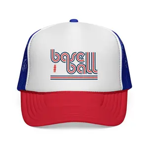 Baseball Retro Striped Logo Trucker Cap | Mesh Back Hat