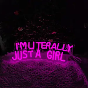 I'm Literally Just A Girl Neon Sign, USB Powered Decorative Neon Light, Wall Mounted Neon Sign, Home Lighting Decoration Lamp for Bedroom, Powder Room, Dance Studio