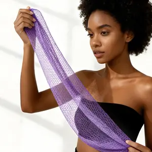 SubSahara Authentic African Net Sponge 2 Pieces Exfoliating Scrubber for All Skin Types Bath Sponge for Face Body Travel Portable Durable Gentle Exfoliation Blush Pink Lavender Purple