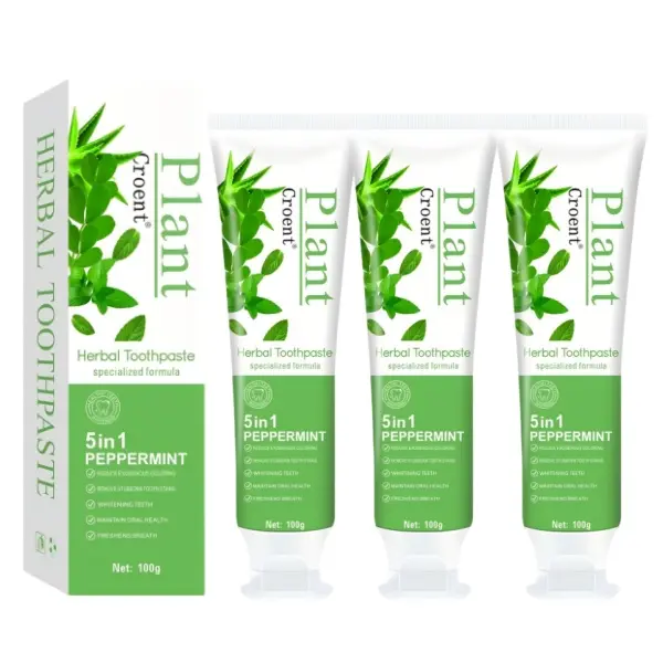 3PCS Herbal Toothpaste Mint-enhanced Formula for Visibly Whiter Fresher Smile Herbal Toothpaste Set for Daily Oral Hygiene