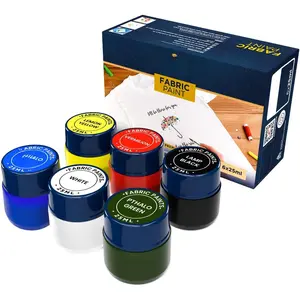 Fabric  Set, Independence Day Primary Colors, 6 x 25 ML, Red, White, Blue and More Permanent Fabric Paints for Clothes