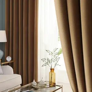 1pc Velvet Curtains Italian Style Cream Color Light Blocking Drapes for Living Room Bedroom Sun Protection Thermal Insulated Curtain Heat Insulation Noise Reduction
