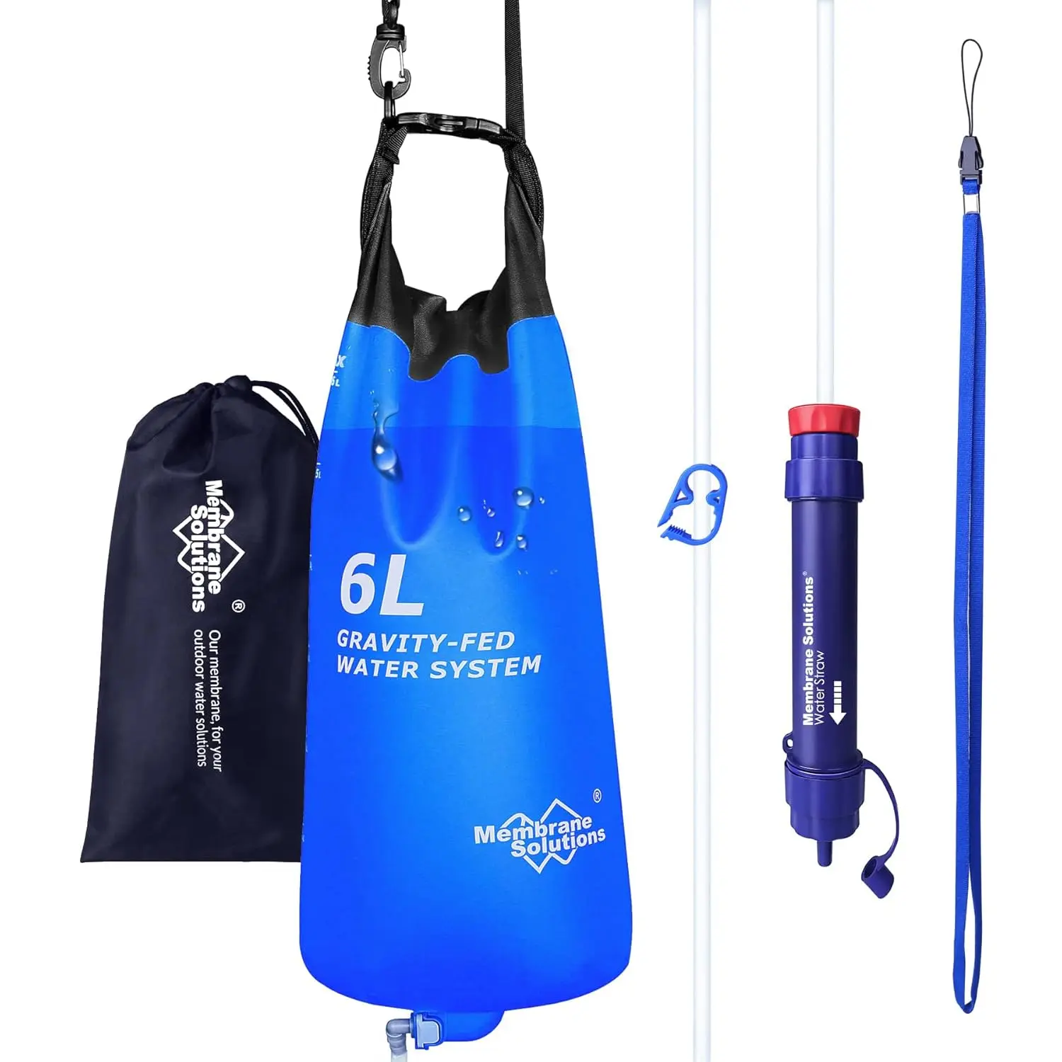 Membrane Solutions Gravity Water Filter Certified 0.1μm Purifier for Camping Survival Emergency Prep Gear
