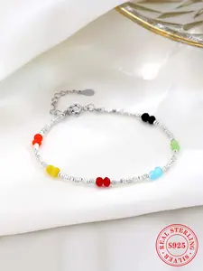 s925 Silver Color Rainbow Bracelet for Women, Trendy Minimalist Women’s Jewelry, All Season Casual Accessory
