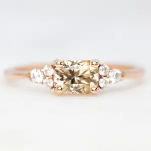 Cadence Ring with a 1.13 Carat Imperial Zircon and White Accent Diamonds in 10k Rose Gold - Ready to Size and Ship