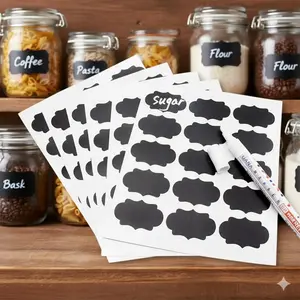 Waterproof Removable Chalkboard Stickers for Kitchen Pantry Jar Labels, Glass Container Organization, DIY Craft Tags, Erasable Reusable Self-Adhesive Home Storage Signs, Creative Crafting Supplies, Decoration Sticker, Sticky Labels.