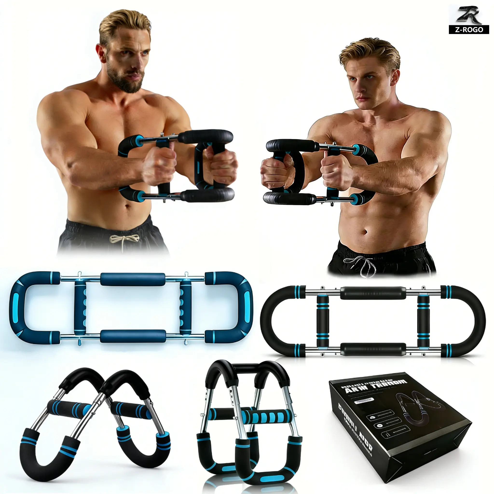 U-Shaped Forearm Grip Strengthener, Carbon Steel Arm Trainer with Adjustable 10-60kg Resistance and Textured Grip, Tricep Workout Equipment for Home Gym