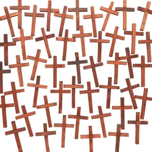 3" Bulk 48 Pc. Religious Plain Wooden Brown Mini Cross Handouts