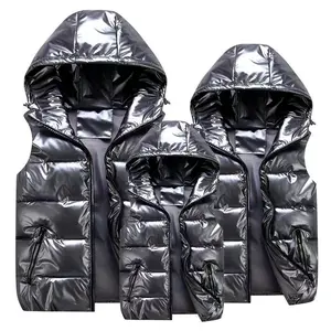 Winter New Hooded Man Woman Child Vest Jacket Glossy Cotton Vest Casual Waistcoat Men's Sleeveless Jacket Warm Overcoats undefined undefined undefined dandy hats Face Mask Headband Holder for Relief handmade belt buckles leather unisex cartoon truker caps