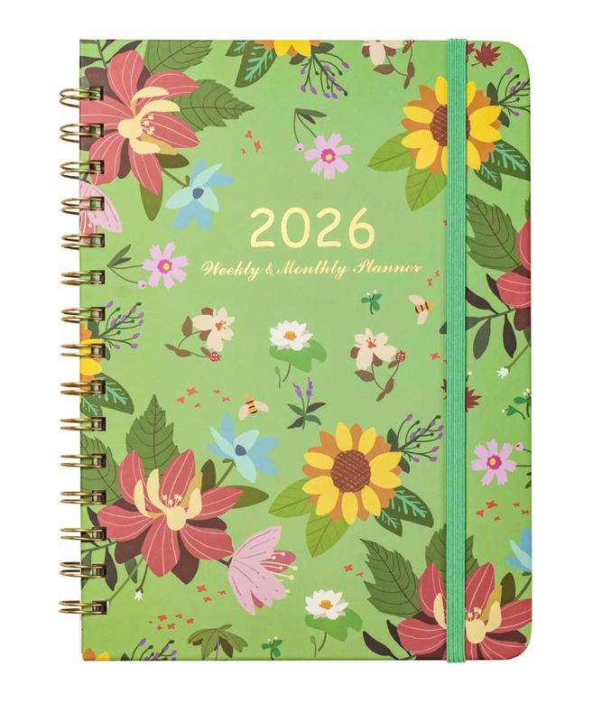 Mr. Pen - 2026 Planner, Spring Floral Design, Weekly & Monthly Calendar, Jan 2026 - Dec 2026, Hardcover, Spiral Bound, Inner Pocket, 6.4" x 8.5", Christmas Gift