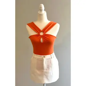 ORANGE CROSSED BODYSUIT