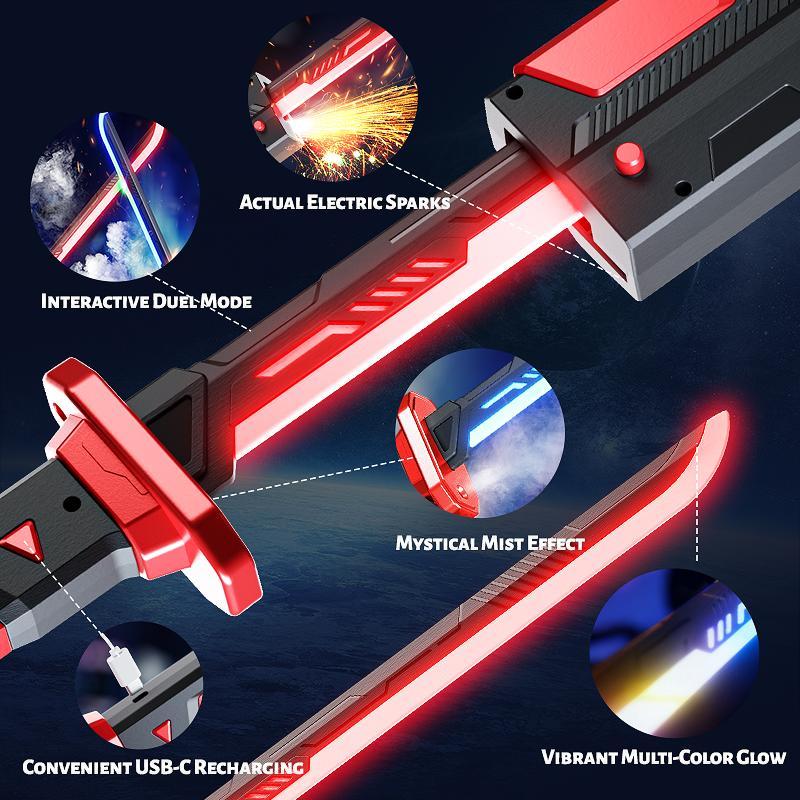 BLD LED SparkBlade Sword with Spray Effect knife Toy Cyberpunk Katana - Light-Up Propfor Cosplay, Raves & Festivals RGB Lights Durable CollectibleItem US In Stock, Valentine’s Gift Idea ,cool birthday gift,type-c rechargeable
