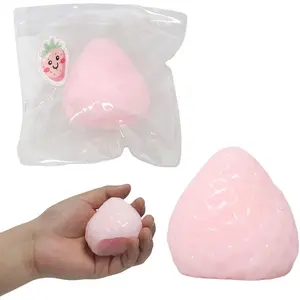 1pcs Squishy Strawberry,Cute Squeeze Toys,Kawaii Squishies PVC Toys,Stress Relieving Fur Ball OPP Packaging Gifts Fidget Toys for Anxiety&Relaxation for Kids Adults (1pcs Pink)