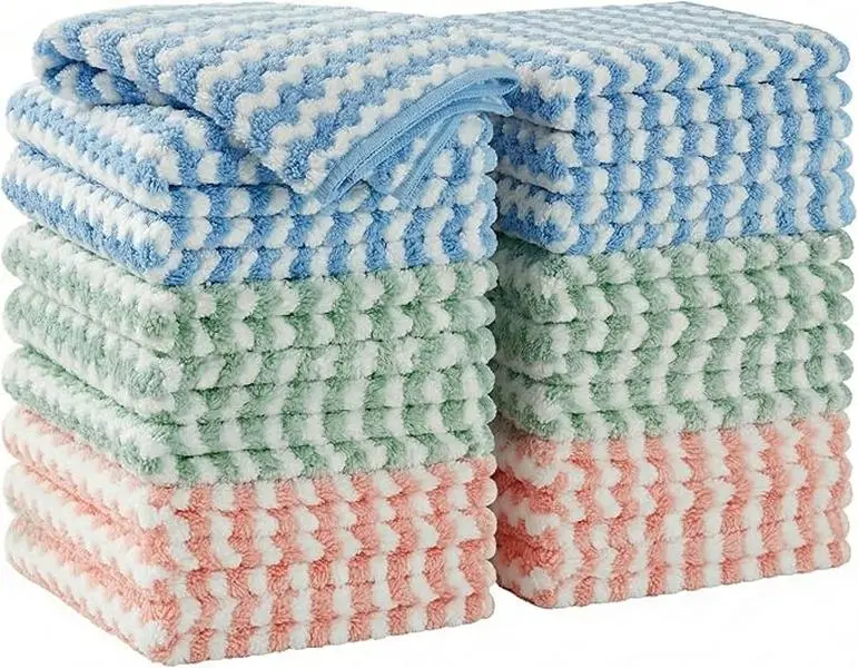 JOYMOOP 18 Pack Microfiber Cleaning Cloth, Kitchen Towels for Dish Drying Washing, Absorbent Streak Free Lint Free Rags for Cleaning, Reusable and Washable Towels 10" x 10"