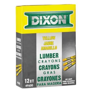 Dixon Yellow Lumber Crayons 12 Count Hexagonal Shape 49600 for Industrial Use