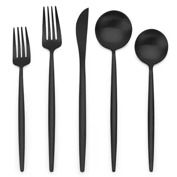 Elegant Dining, matte Black Stainless Steel Silverware Set for 4, Satin Finish, Dishwasher Safe