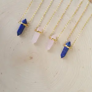 Lapis Lazuli Crystal Necklace Rose Quartz Crystal Necklace Natural