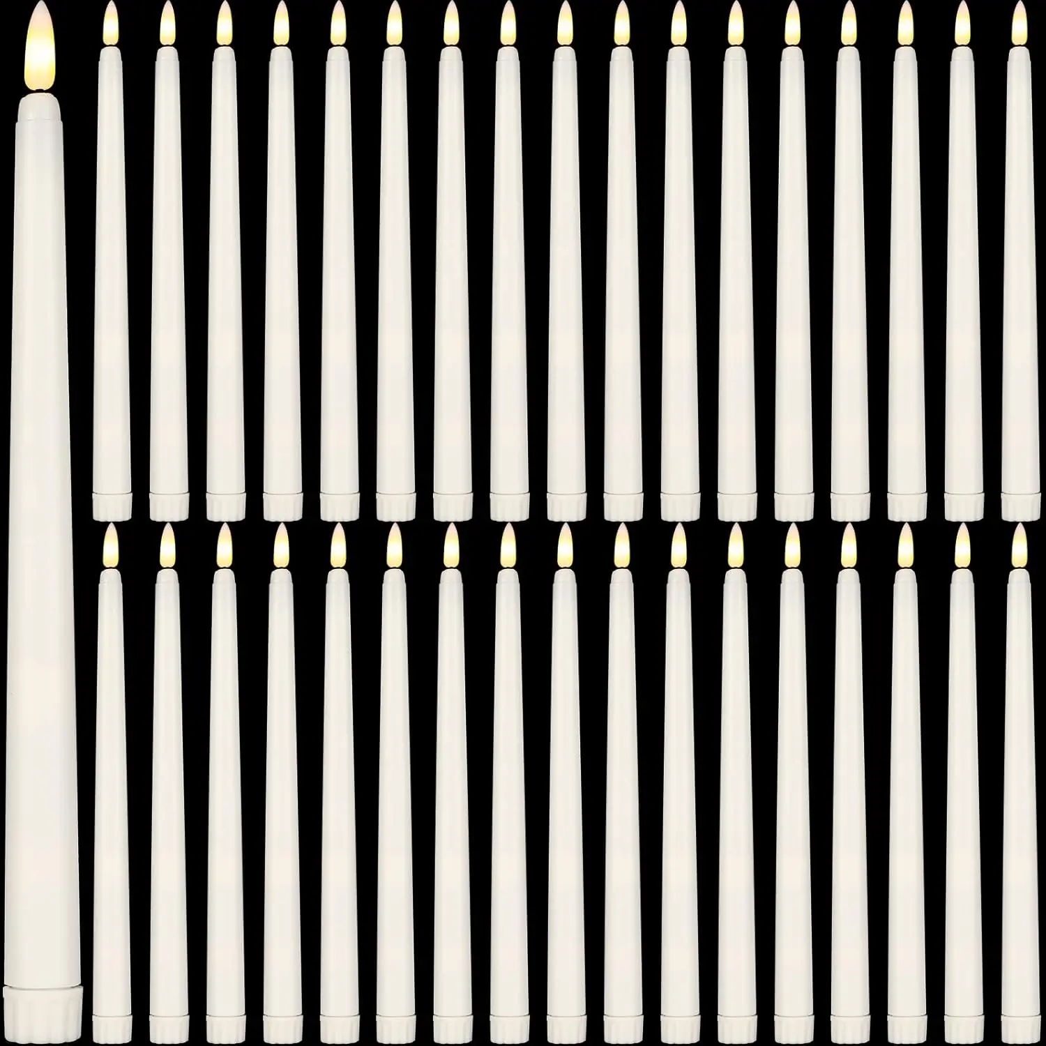 36 count Flameless Taper Candles  Operated Bulk 11" Plastic Lights LED Candlesticks Window Candles for Birthday Wedding Church Decor Party Supplies()